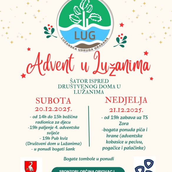 Doživite blagdansku atmosferu na Adventu u Lužanima!